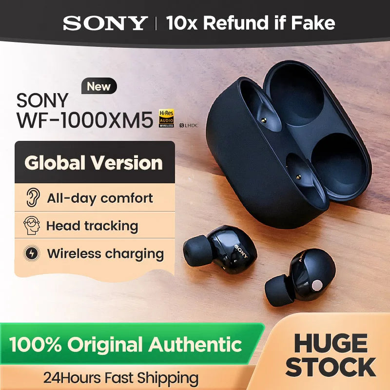 Original Sony WF-1000XM5 Wireless Noise Cancelling Earphone Bluetooth5.3 with Microphone IPX4 Waterproof Earbuds